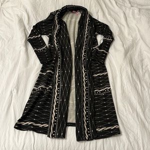 Si Style Longline Boho Tan and Black Print Cardigan